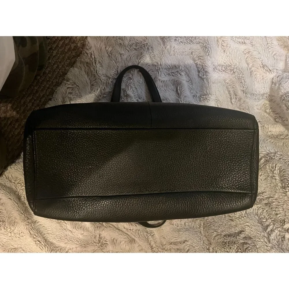 Kate Spade New York Black Pebbled Leather Double Zip Tote Bag Gold Hardware